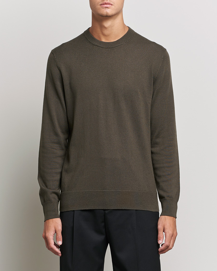 Mies | Puserot | Filippa K | Cotton Merion Sweater Dark Forest Green