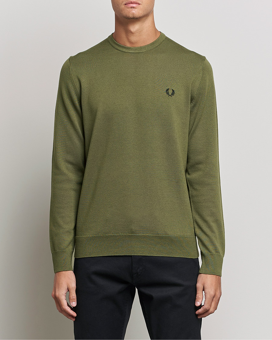 Mies | Neuleet | Fred Perry | Classic Crew Neck Jumper Uniform Green
