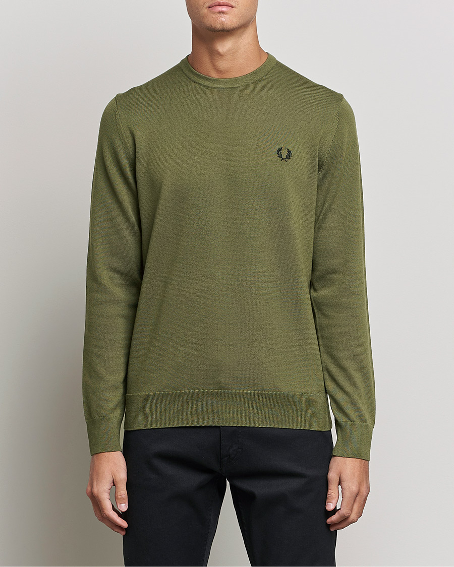 Mies | Puserot | Fred Perry | Classic Crew Neck Jumper Uniform Green