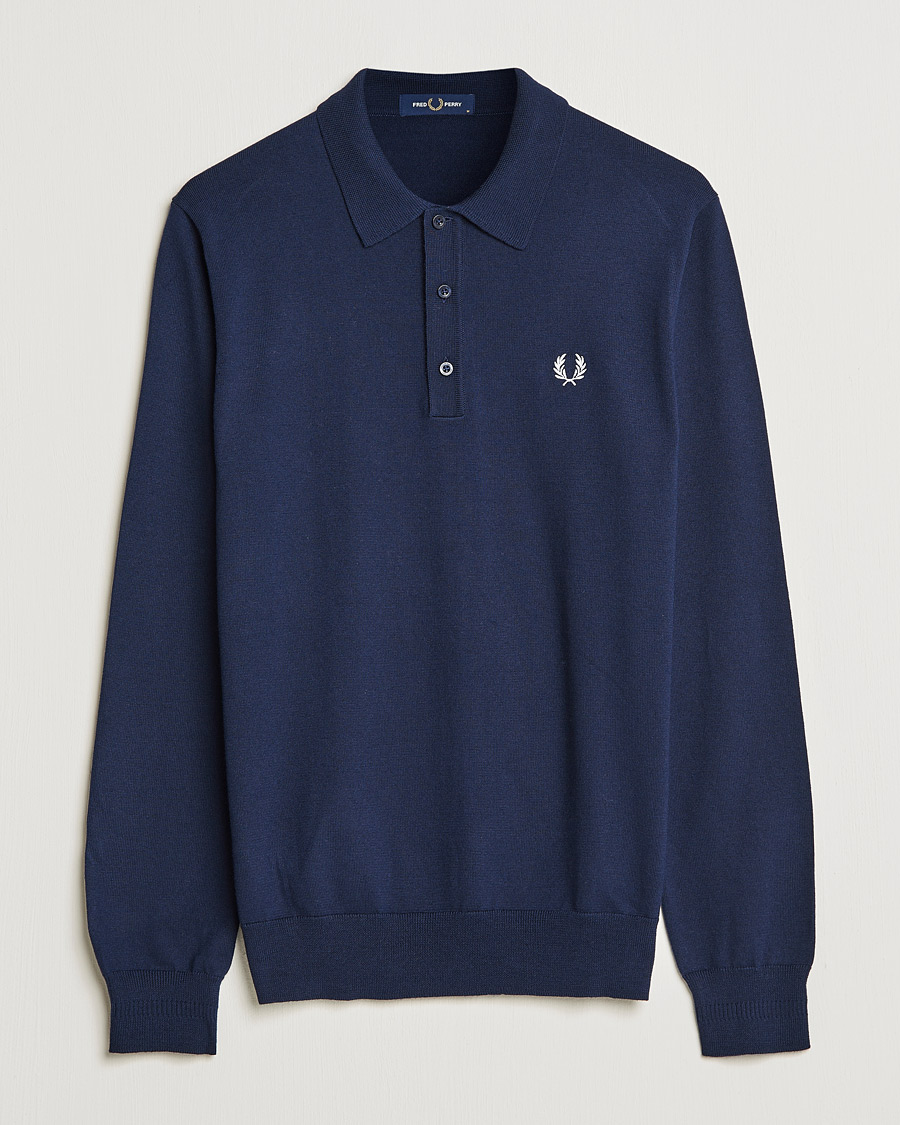 Miehet |  | Fred Perry | Long Sleeve Knitted Shirt Navy