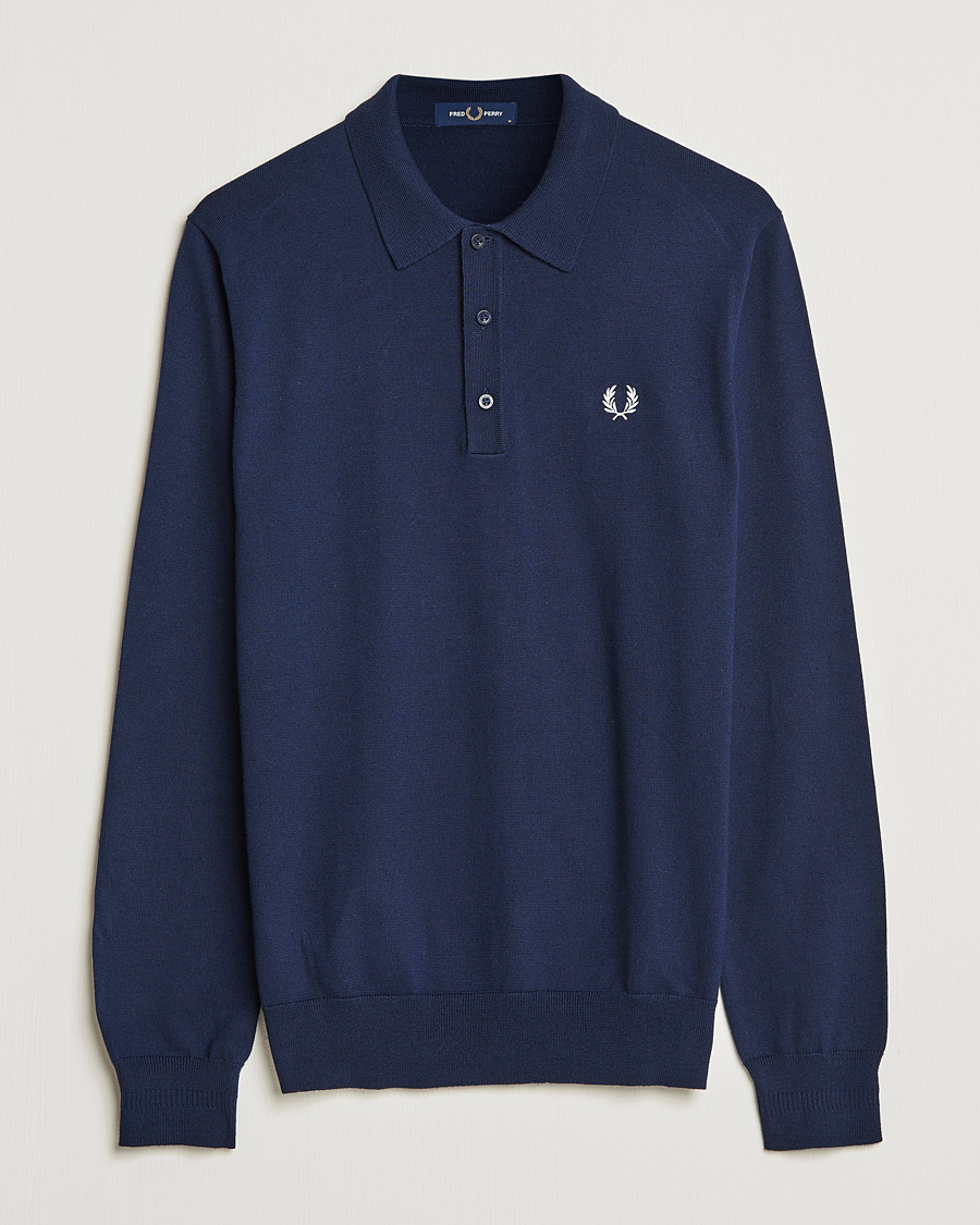 Mies | Puserot | Fred Perry | Long Sleeve Knitted Shirt Navy