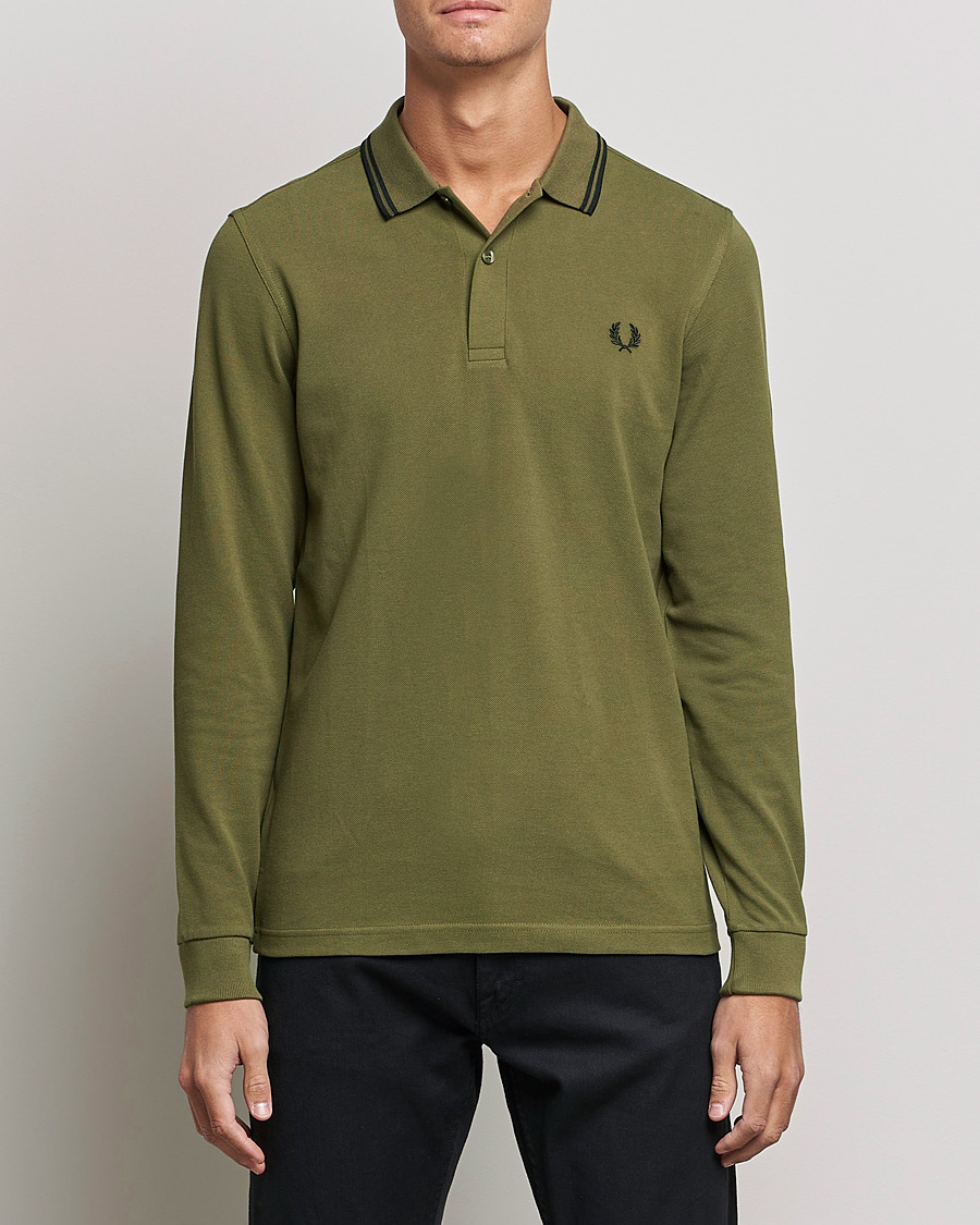 Mies | Pitkähihaiset pikeepaidat | Fred Perry | Long Sleeve Twin Tipped Shirt Uniform Green