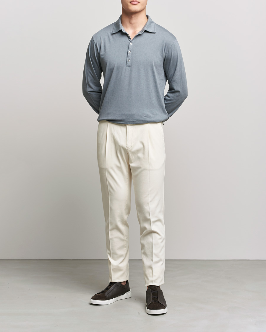 Mies | Puserot | Massimo Alba | Ischia Cotton/Cashmere Polo Smoke