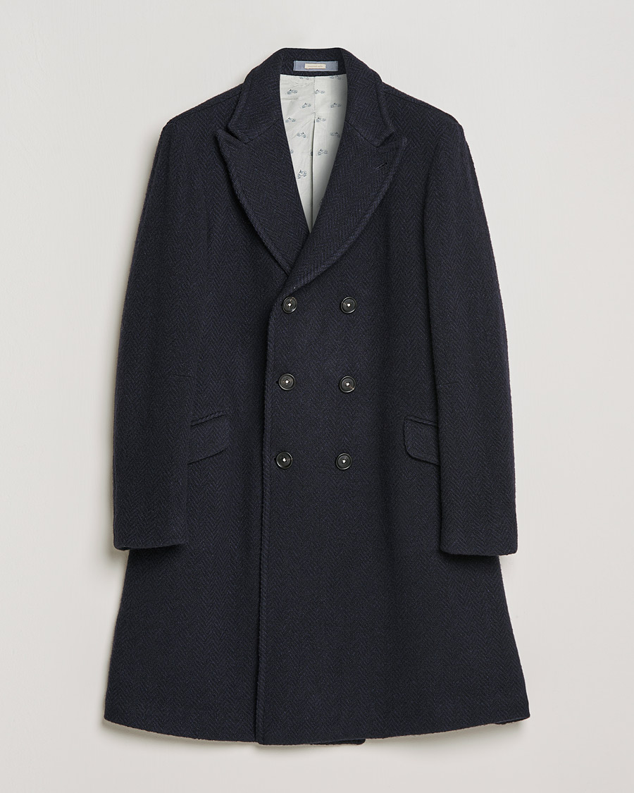 Mies | Takit | Massimo Alba | Oversize Wool Herringbone Coat Dark Navy