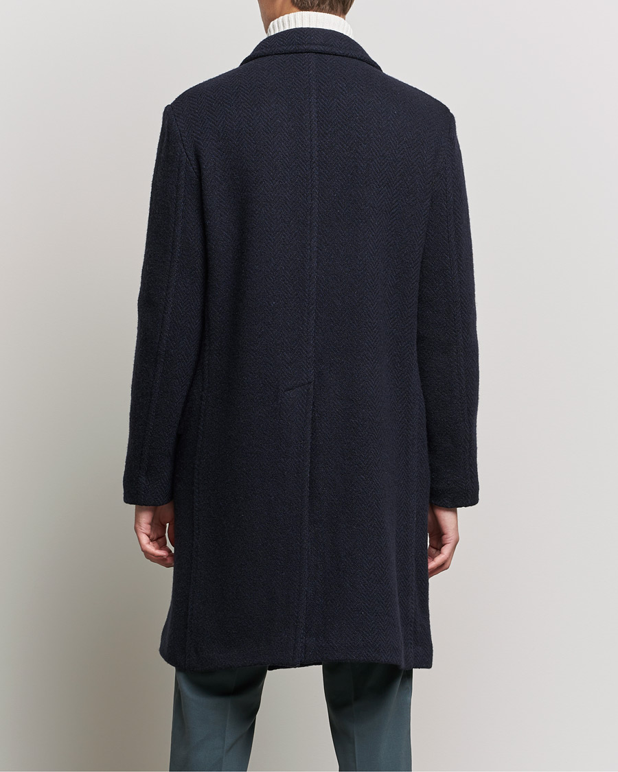 Mies | Takit | Massimo Alba | Oversize Wool Herringbone Coat Dark Navy