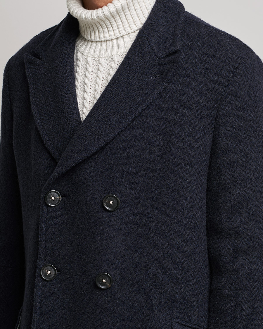 Mies | Takit | Massimo Alba | Oversize Wool Herringbone Coat Dark Navy