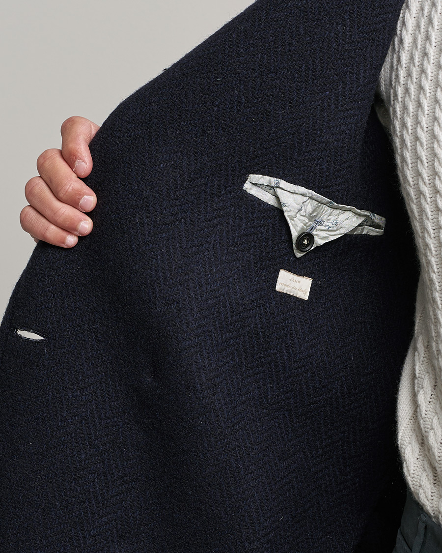 Mies | Takit | Massimo Alba | Oversize Wool Herringbone Coat Dark Navy