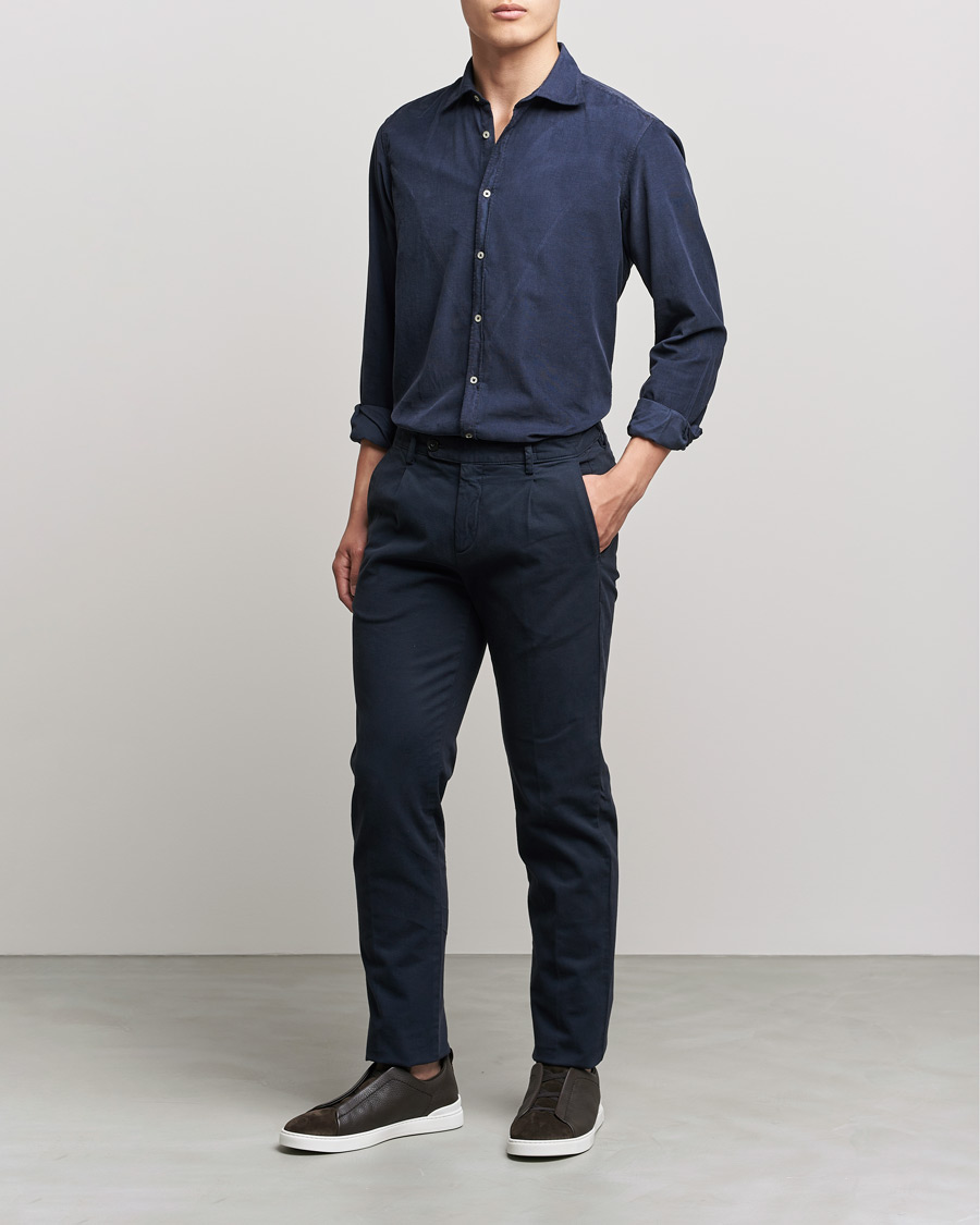 Mies |  | Massimo Alba | Ionio Cotton/Cashmere Trousers Navy