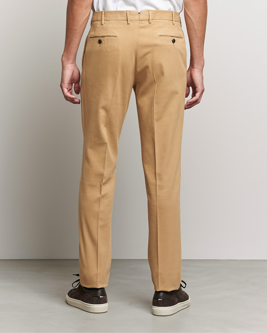 Mies | Housut | PT01 | Slim Fit Pleated Cotton Stretch Chinos Khaki