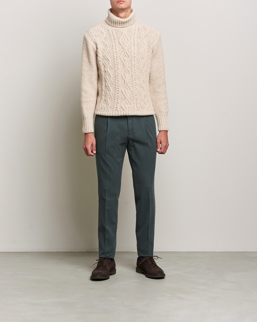 Mies | Housut | PT01 | Slim Fit Pleated Cotton Stretch Chinos Dark Grey