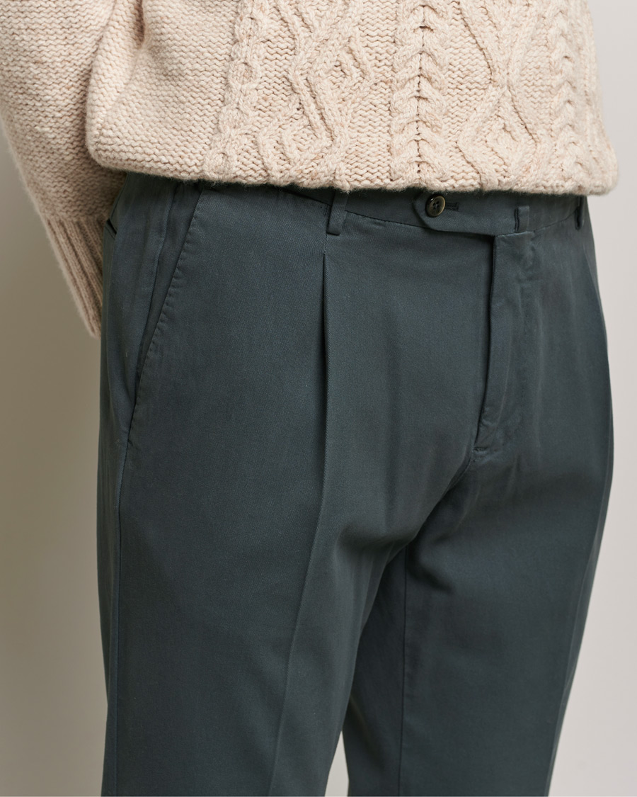 Mies | Housut | PT01 | Slim Fit Pleated Cotton Stretch Chinos Dark Grey