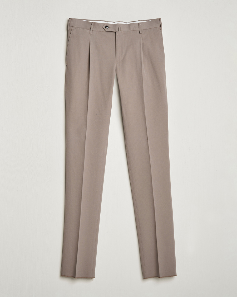 Mies | Housut | PT01 | Slim Fit Pleated Cotton/Cashmere Chinos Beige