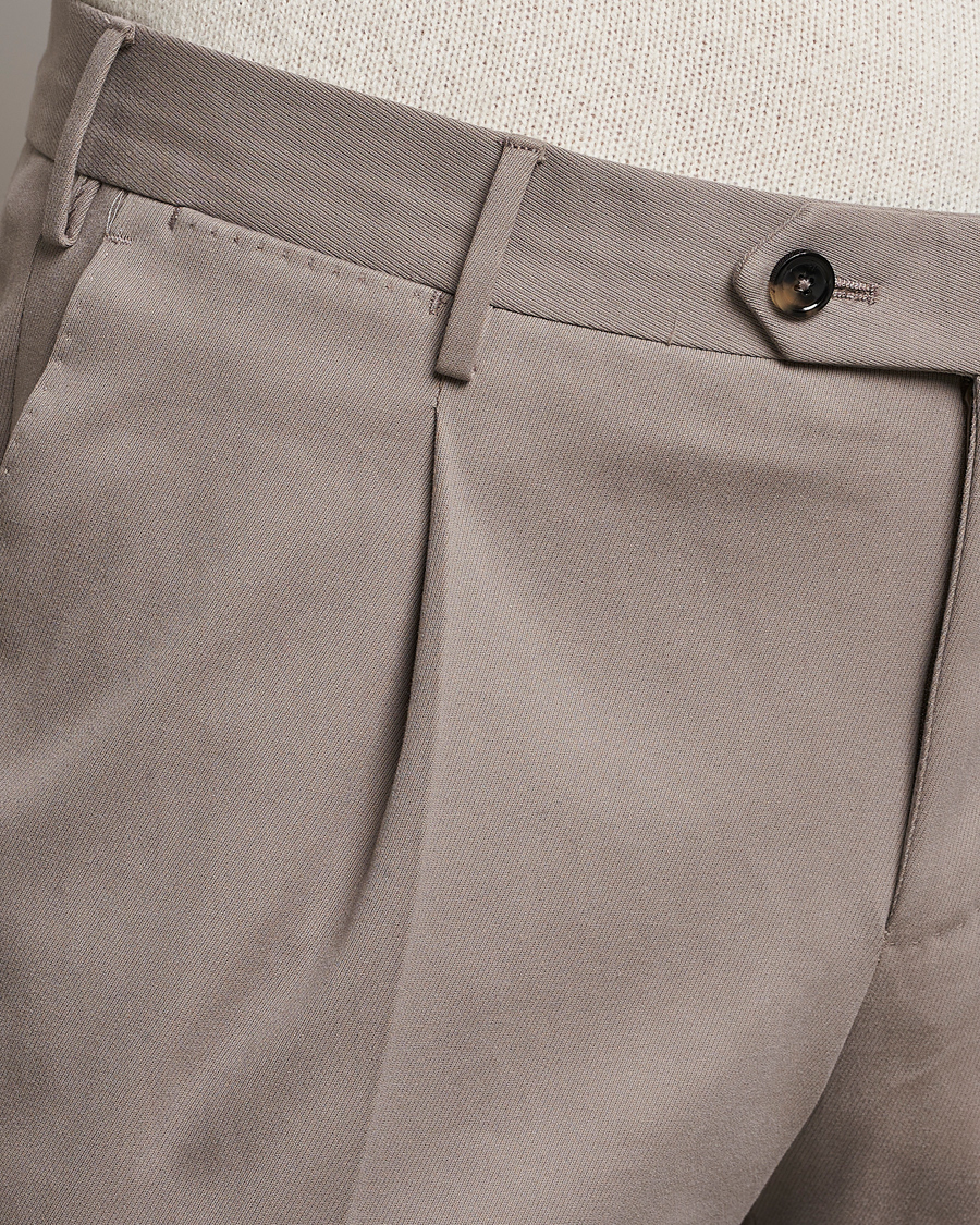 Mies | Housut | PT01 | Slim Fit Pleated Cotton/Cashmere Chinos Beige
