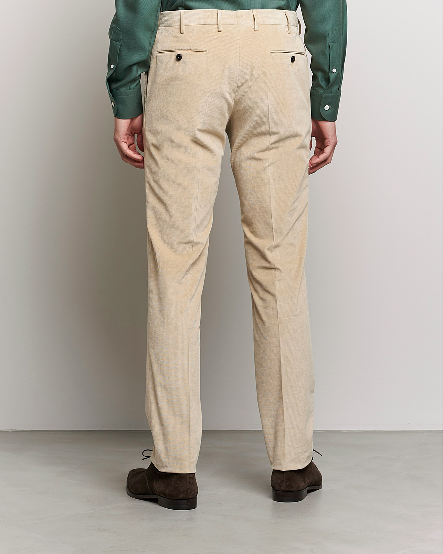 Mies | Housut | PT01 | Slim Fit Pleated Corduroy Trousers Light Beige