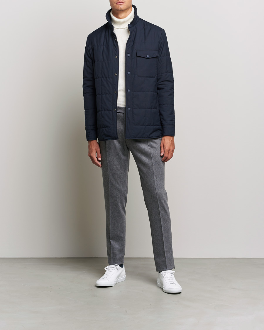 Mies | Housut | PT01 | Slim Fit Pleated Flannel Trousers Light Grey