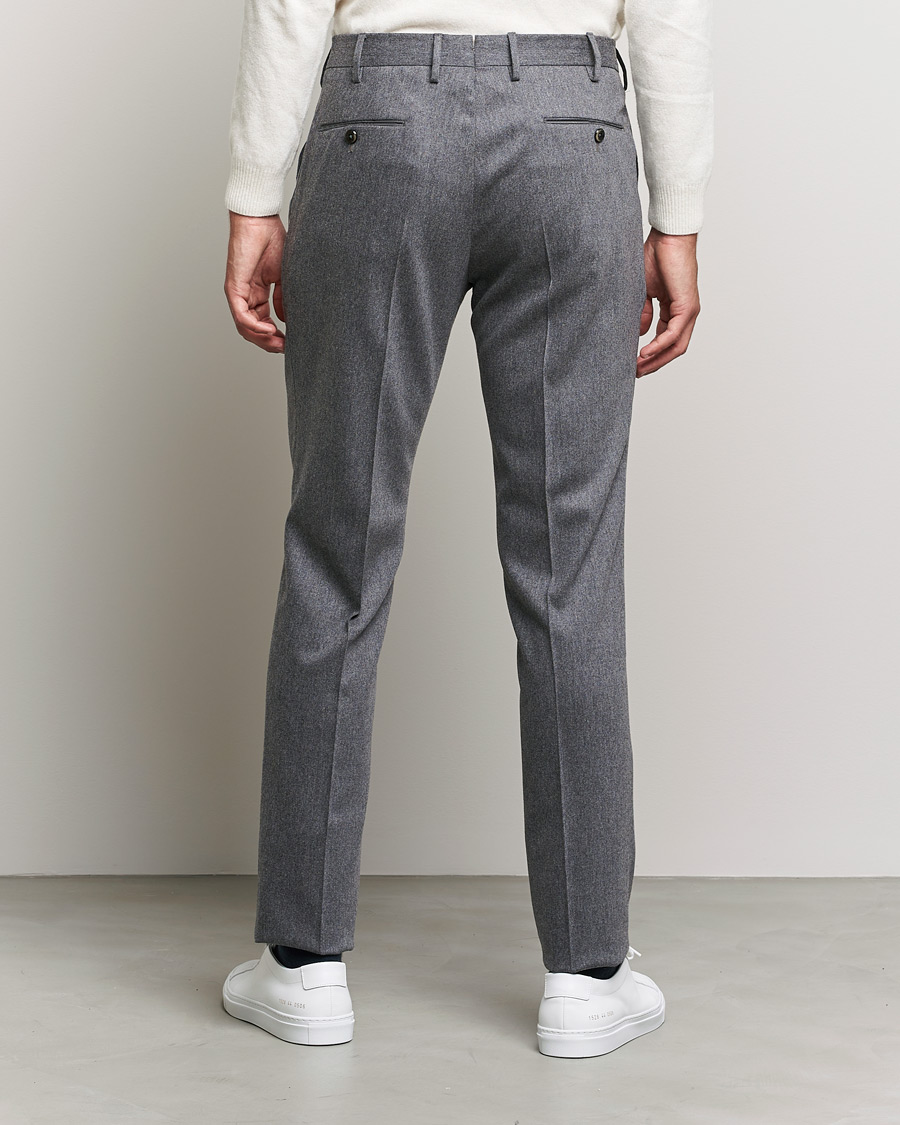 Mies | Housut | PT01 | Slim Fit Pleated Flannel Trousers Light Grey