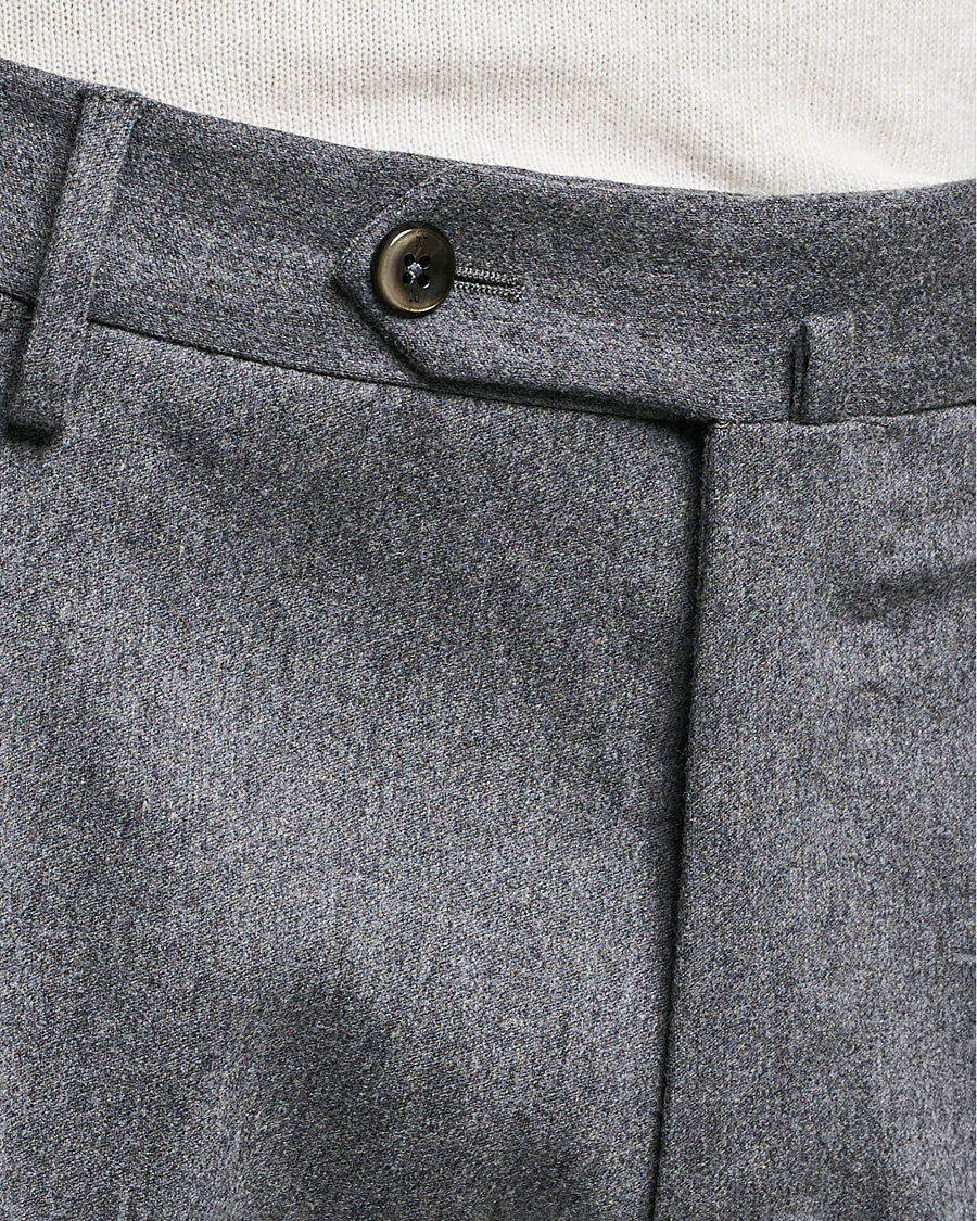 Mies | Housut | PT01 | Slim Fit Pleated Flannel Trousers Light Grey