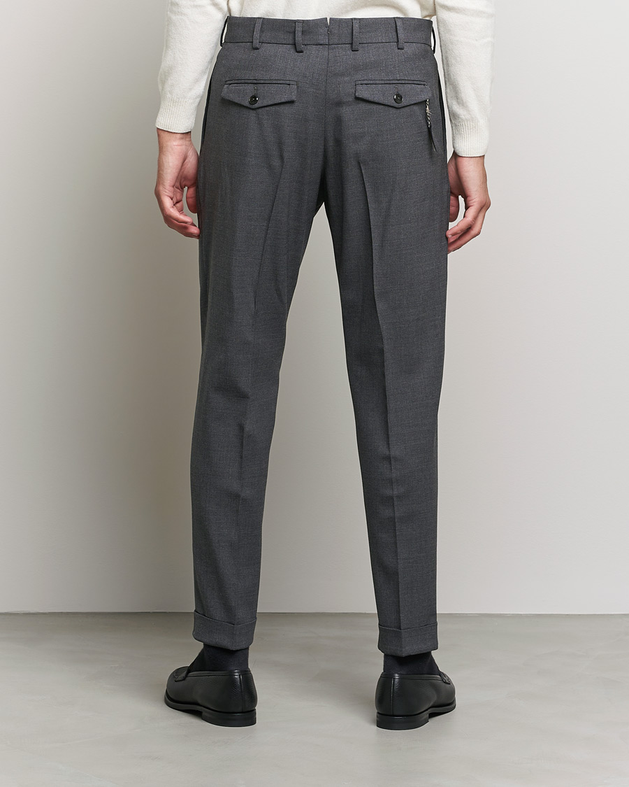 Mies | Housut | PT01 | Slim Fit Pleated Wool Trousers Dark Grey