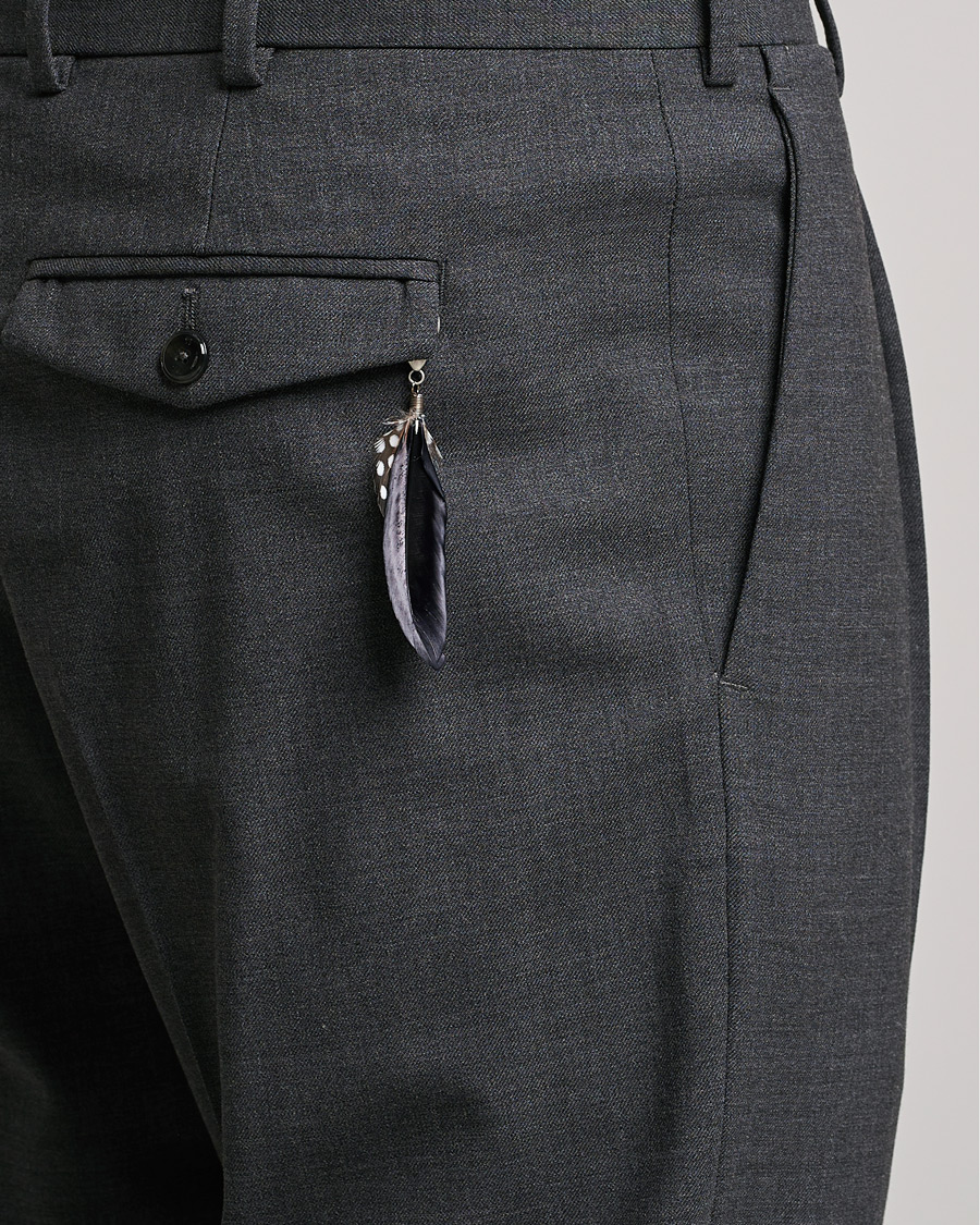 Mies | Housut | PT01 | Slim Fit Pleated Wool Trousers Dark Grey