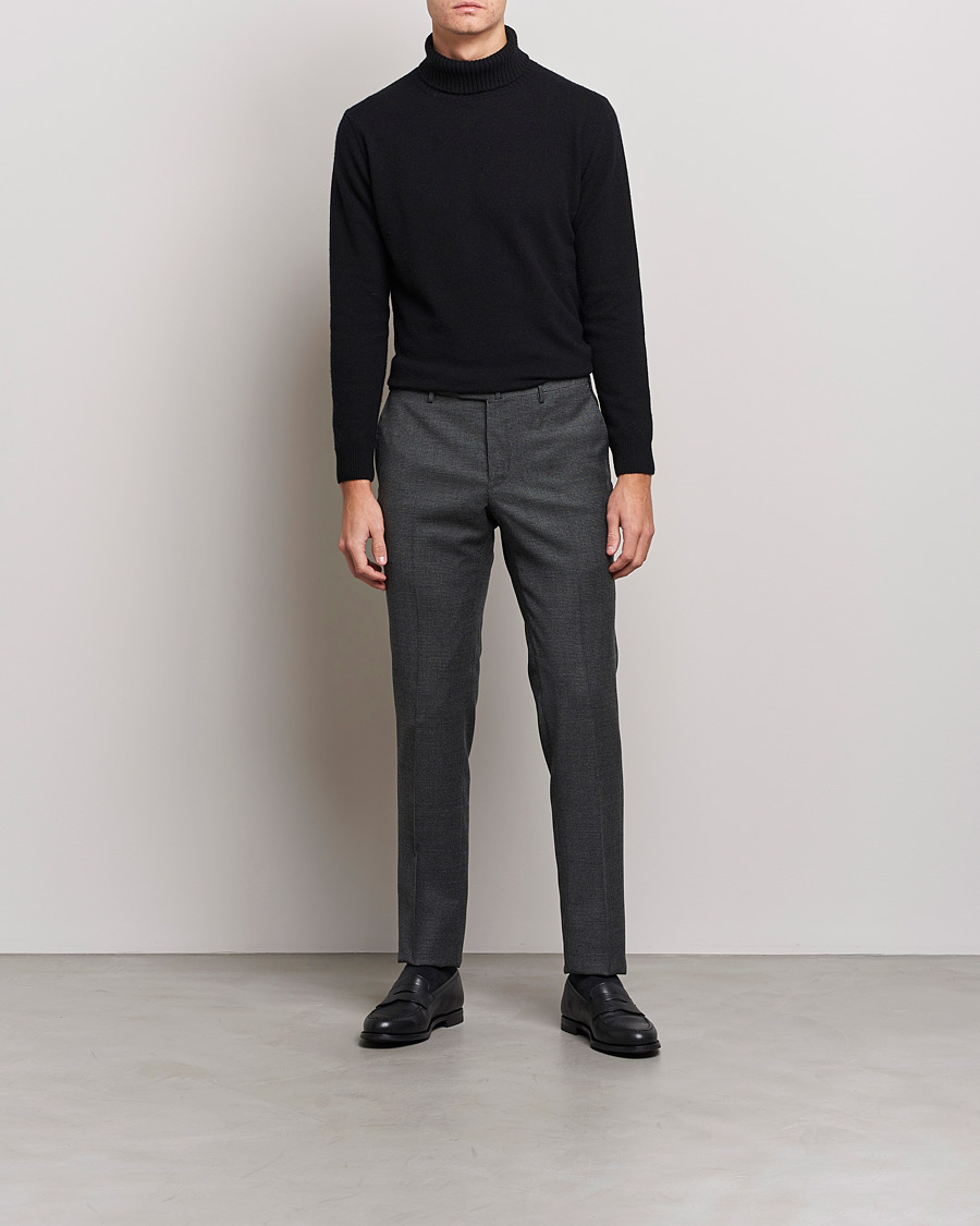 Mies | Flanellihousut | PT01 | Slim Fit Glencheck Wool Trousers Medium Grey