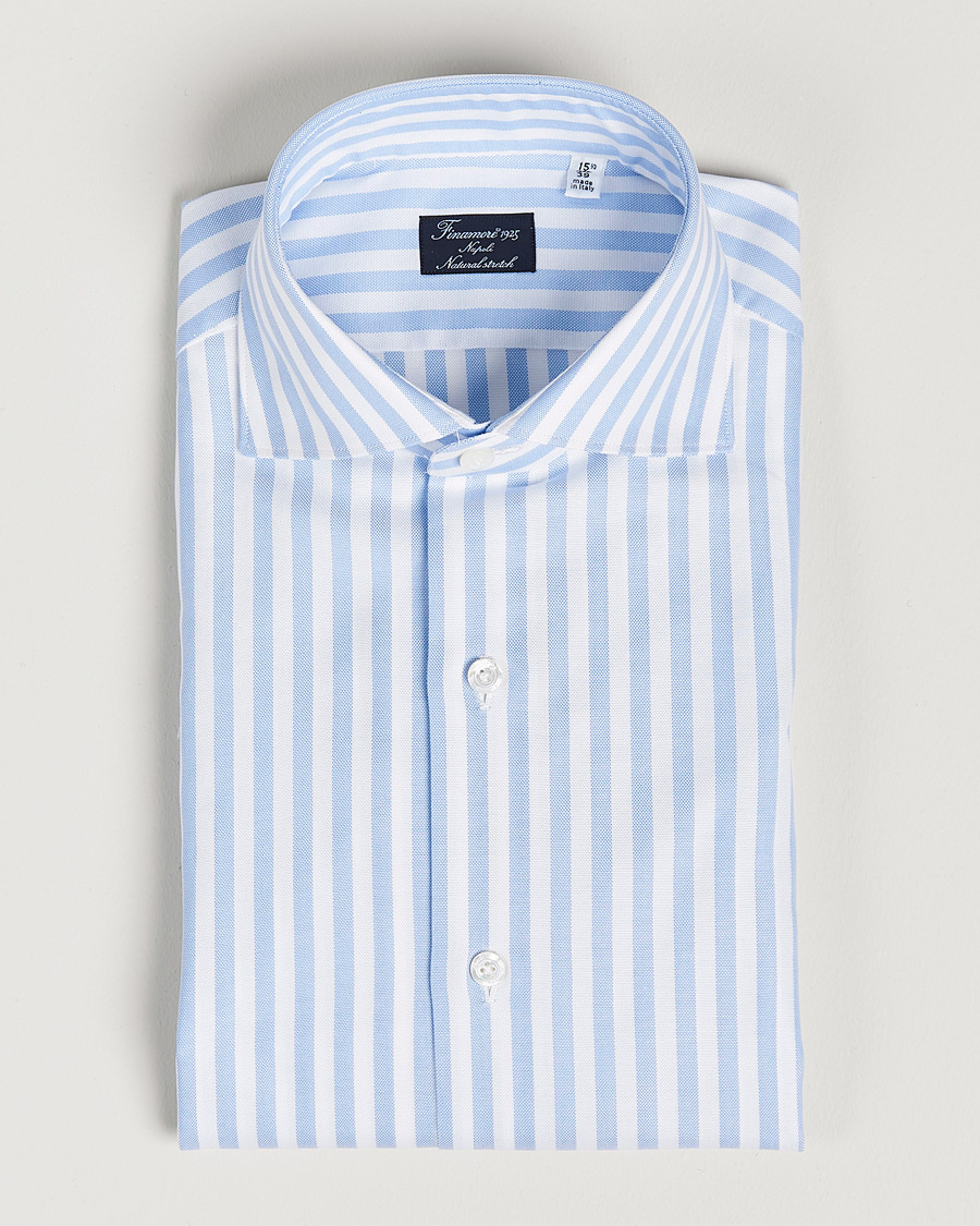 Mies | Kauluspaidat | Finamore Napoli | Milano Slim Comfort Shirt Light Blue Stripe