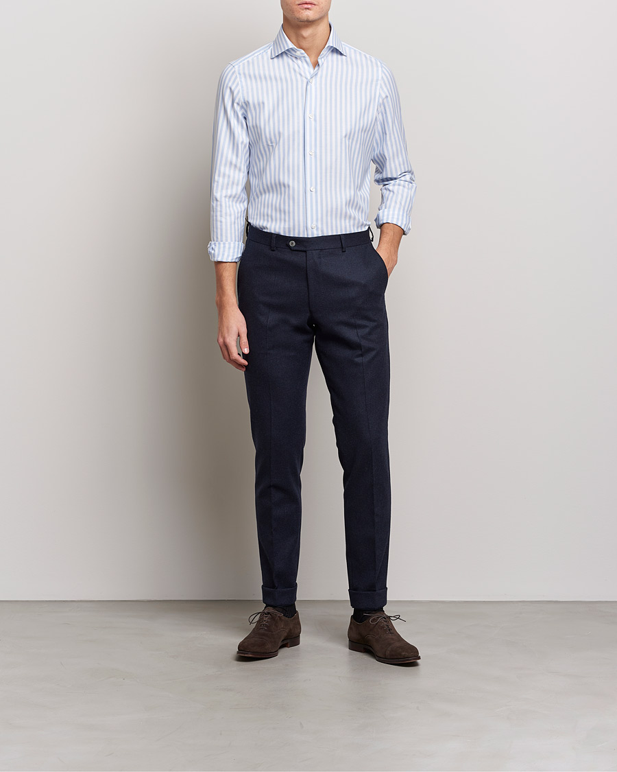 Mies | Kauluspaidat | Finamore Napoli | Milano Slim Comfort Shirt Light Blue Stripe