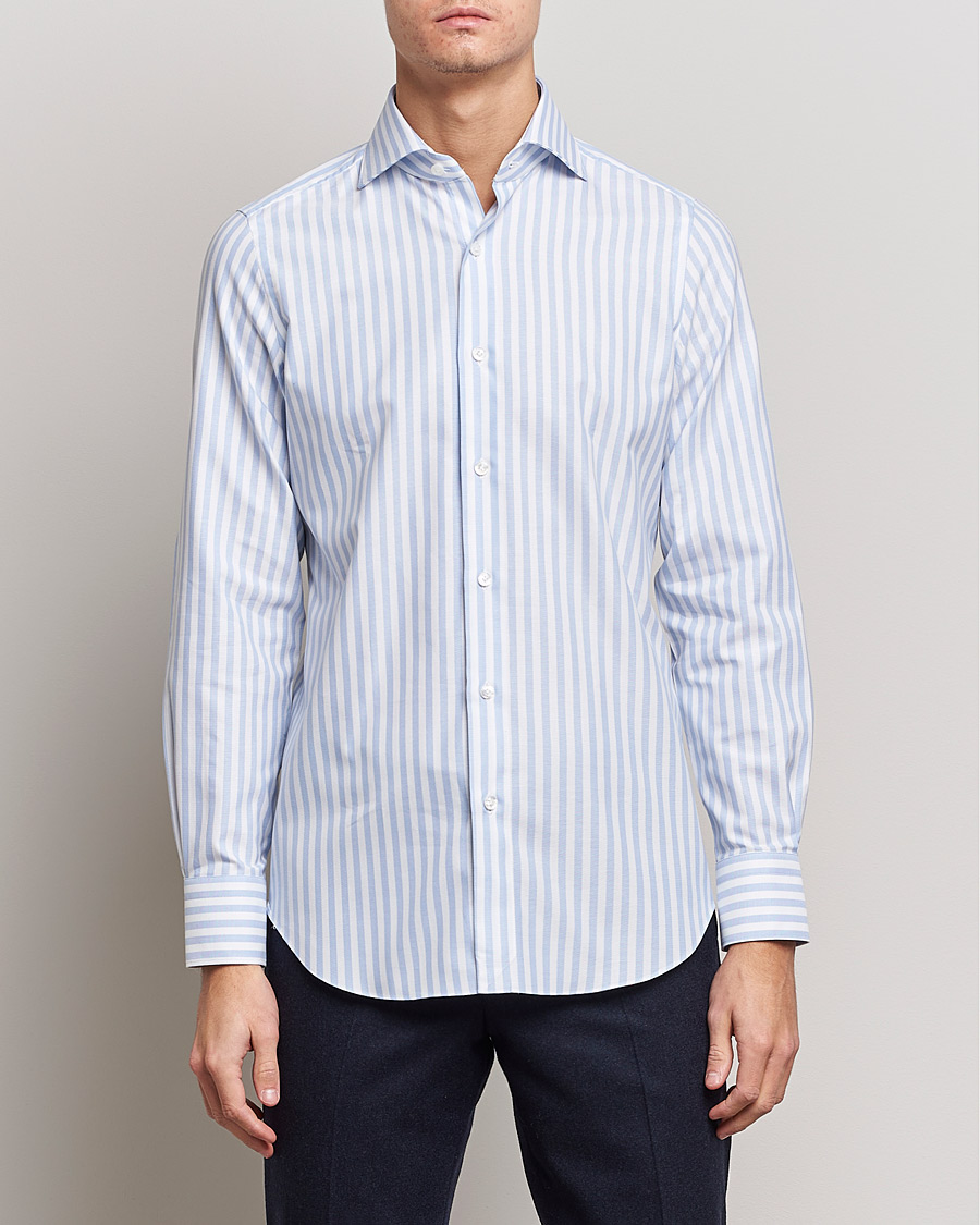 Mies | Kauluspaidat | Finamore Napoli | Milano Slim Comfort Shirt Light Blue Stripe