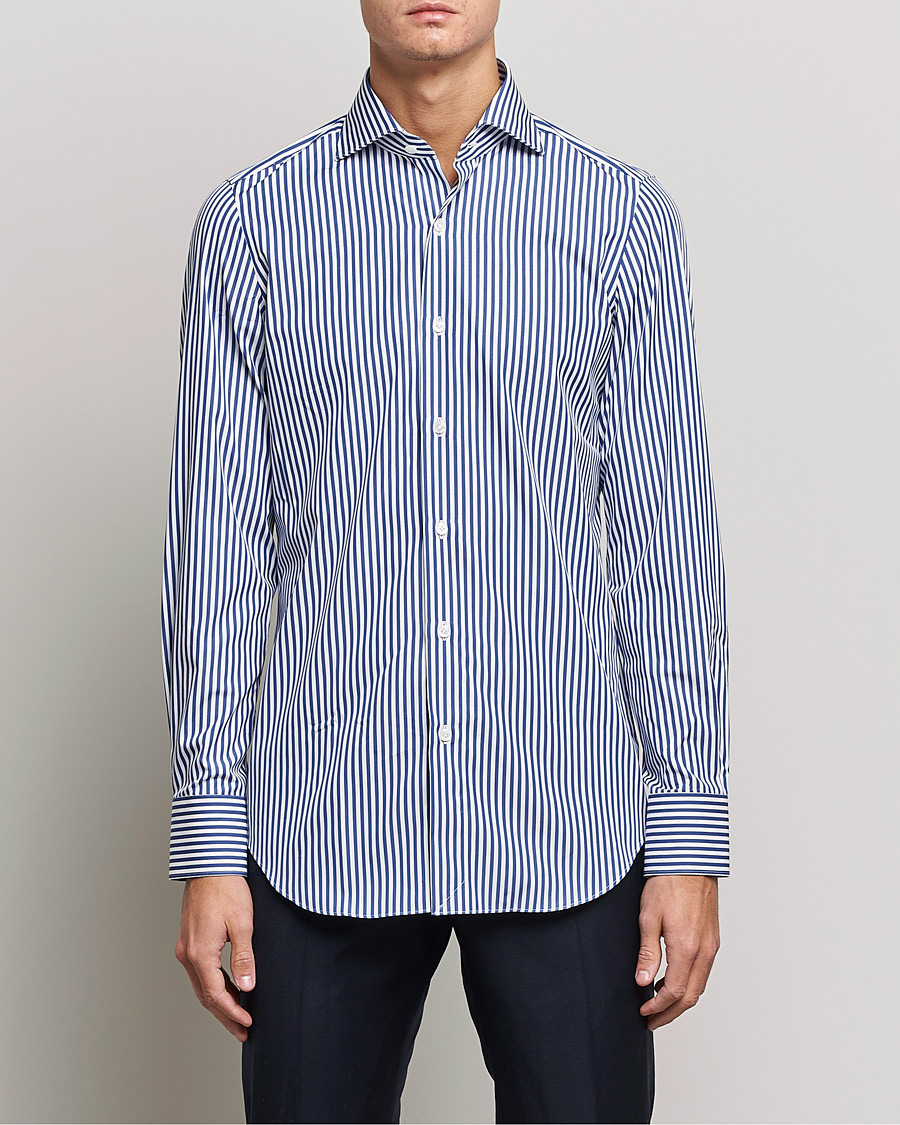 Mies |  | Finamore Napoli | Milano Slim Dress Shirt Blue Stripe