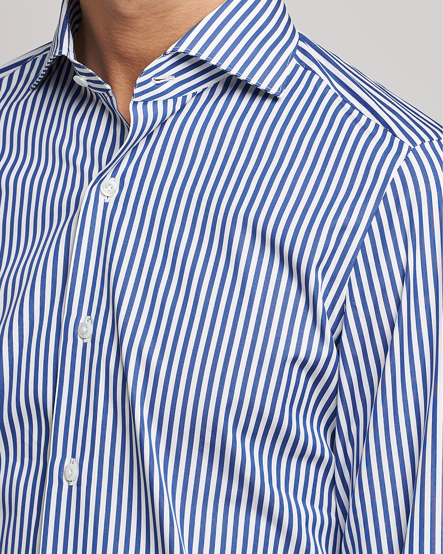 Mies | Kauluspaidat | Finamore Napoli | Milano Slim Dress Shirt Blue Stripe