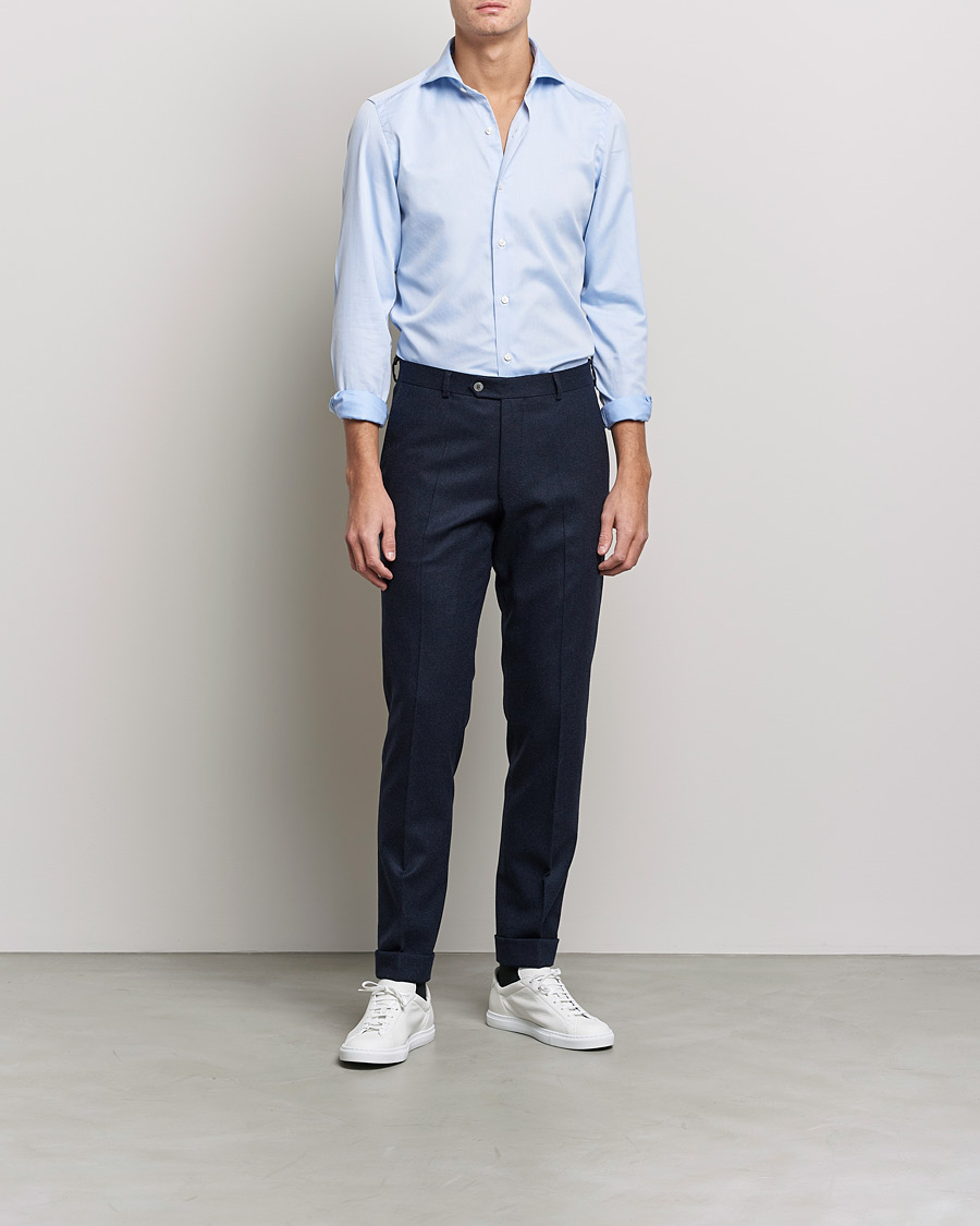Mies | Rennot paidat | Finamore Napoli | Milano Slim Washed Dress Shirt Light Blue