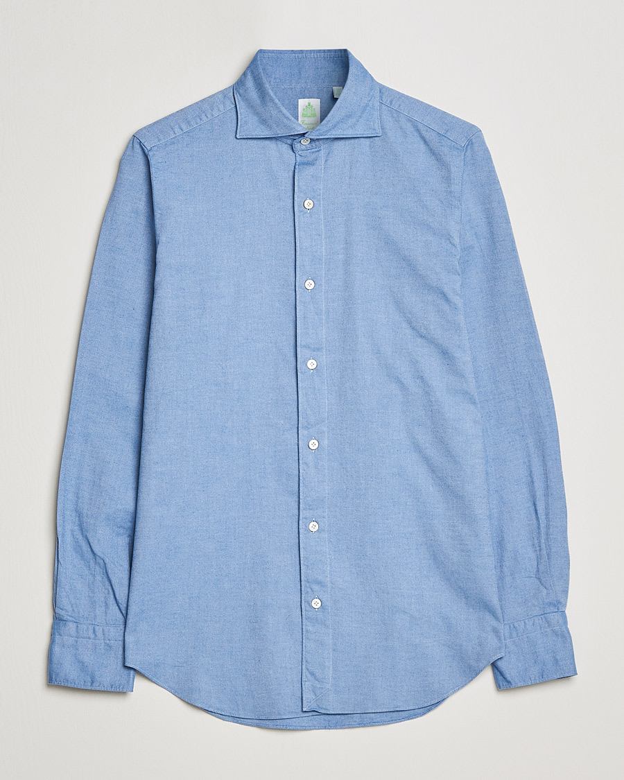 Mies | Kauluspaidat | Finamore Napoli | Tokyo Slim Flannel Shirt Light Blue