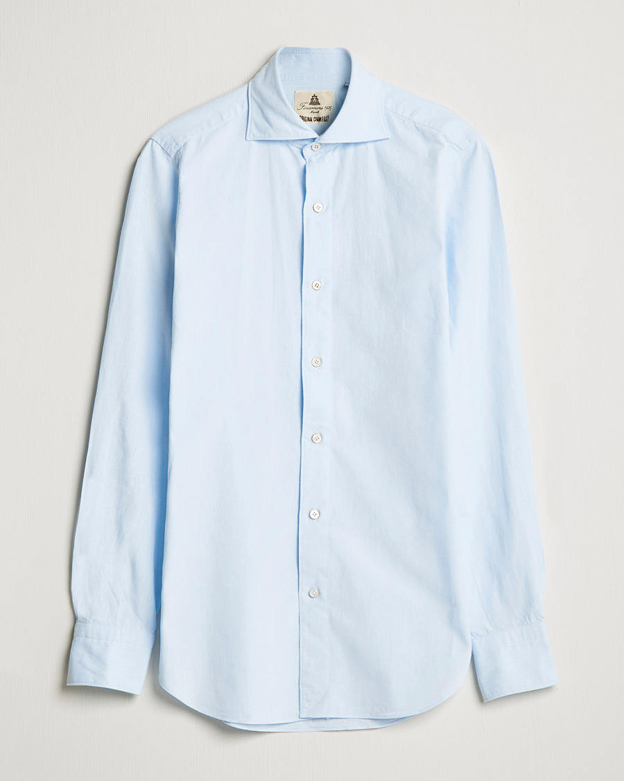 Miehet | Farkkupaidat | Finamore Napoli | Tokyo Slim Original Chambray Shirt Light Blue