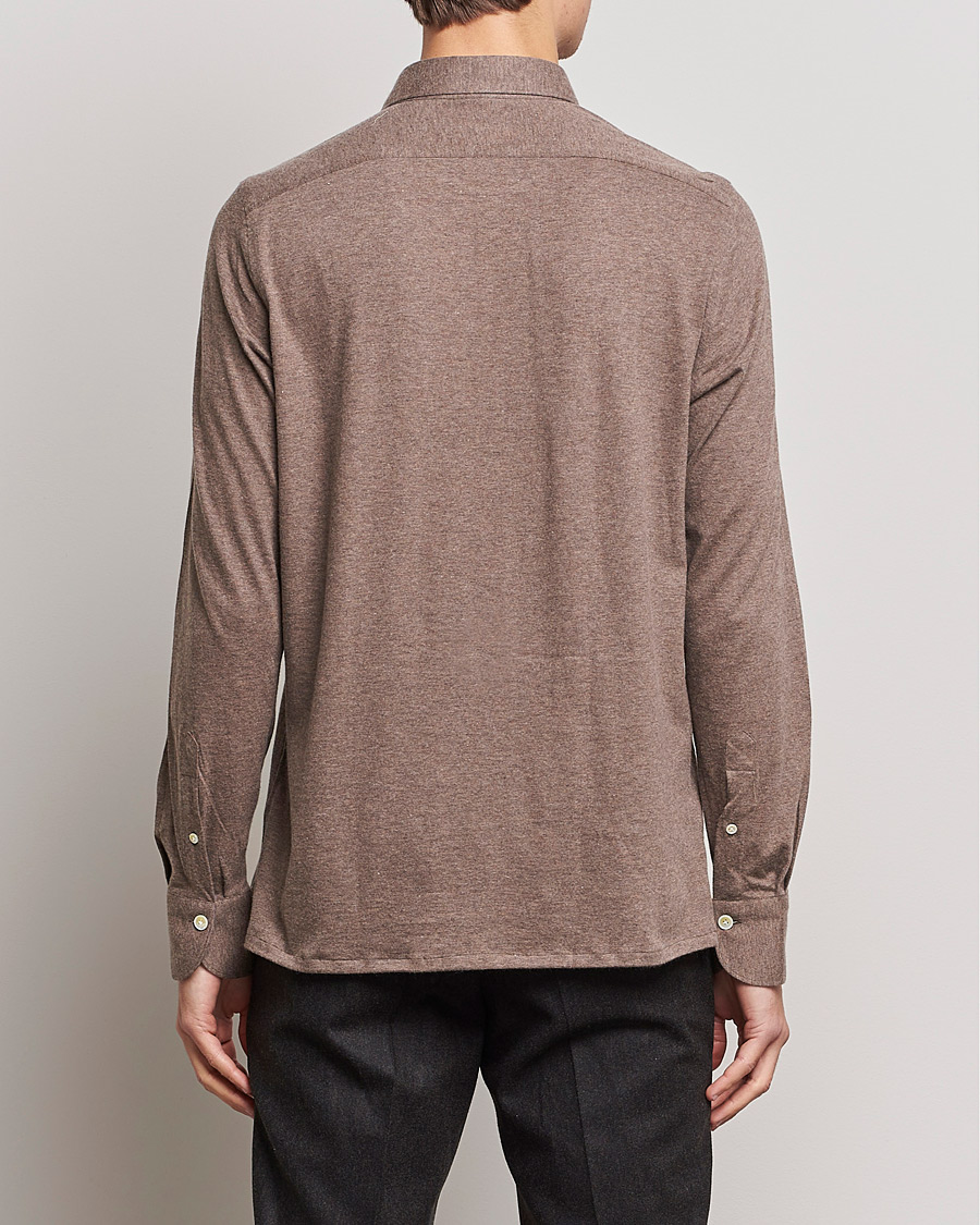 Mies | Puserot | Finamore Napoli | Orlando Cashmere Blend Long Sleeve Polo Brown