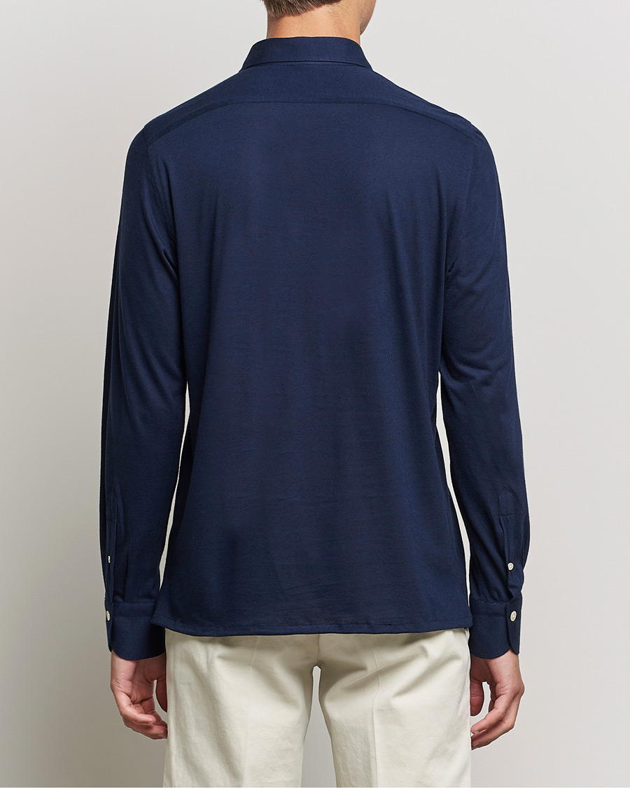 Mies | Puserot | Finamore Napoli | Orlando Cashmere Blend Long Sleeve Polo Navy