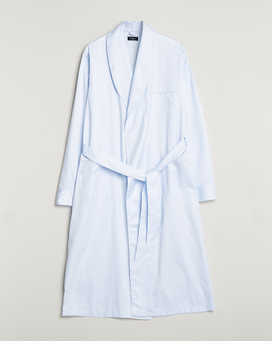 Mies | Yöpuvut ja kylpytakit | Finamore Napoli | Levante Popeline Robe Light Blue Stripe