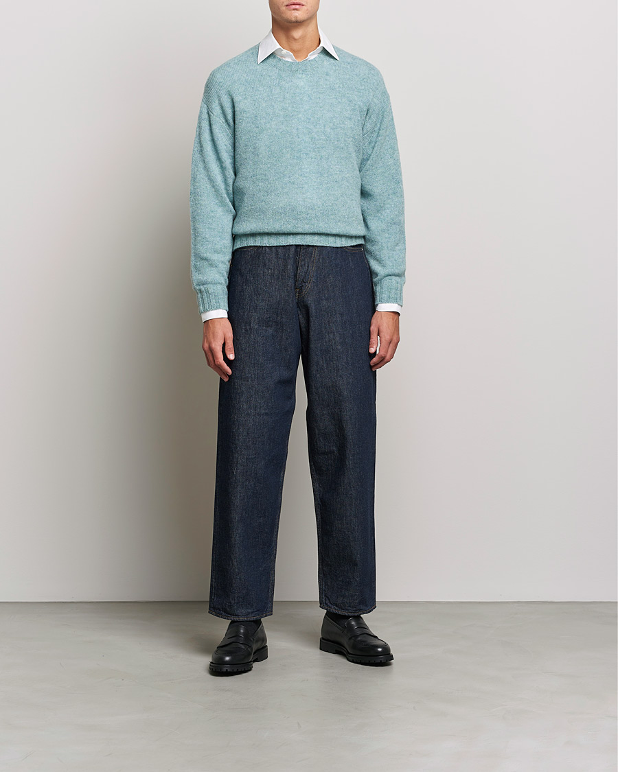 Mies | Puserot | Auralee | Wool/Cashmere Crewneck Knit Top Blue Green