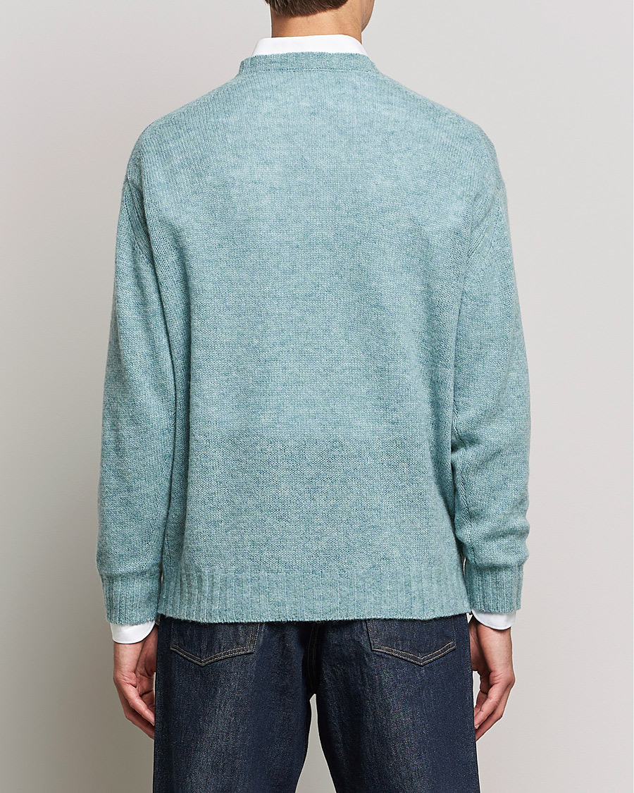 Mies | Puserot | Auralee | Wool/Cashmere Crewneck Knit Top Blue Green