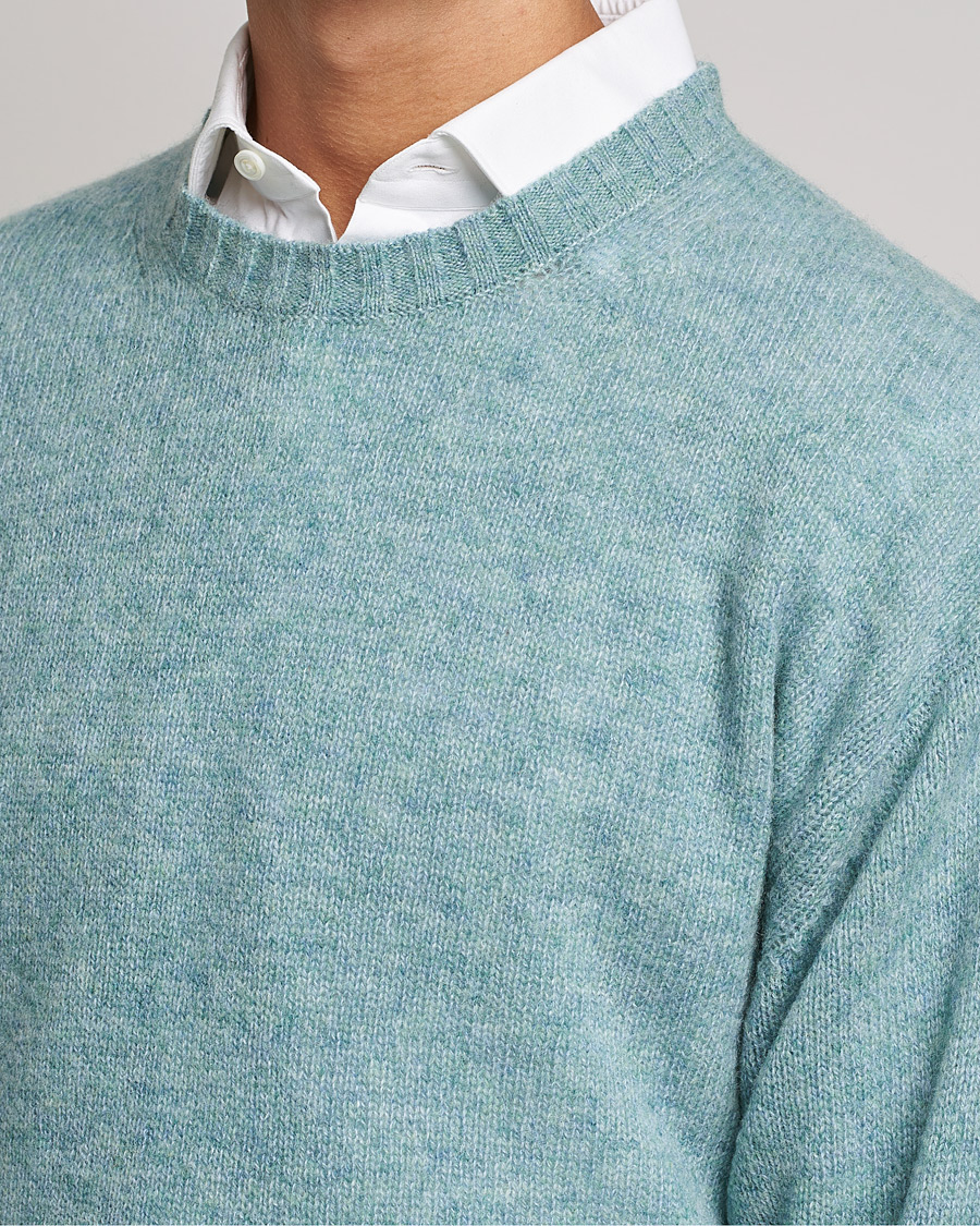 Mies | Puserot | Auralee | Wool/Cashmere Crewneck Knit Top Blue Green