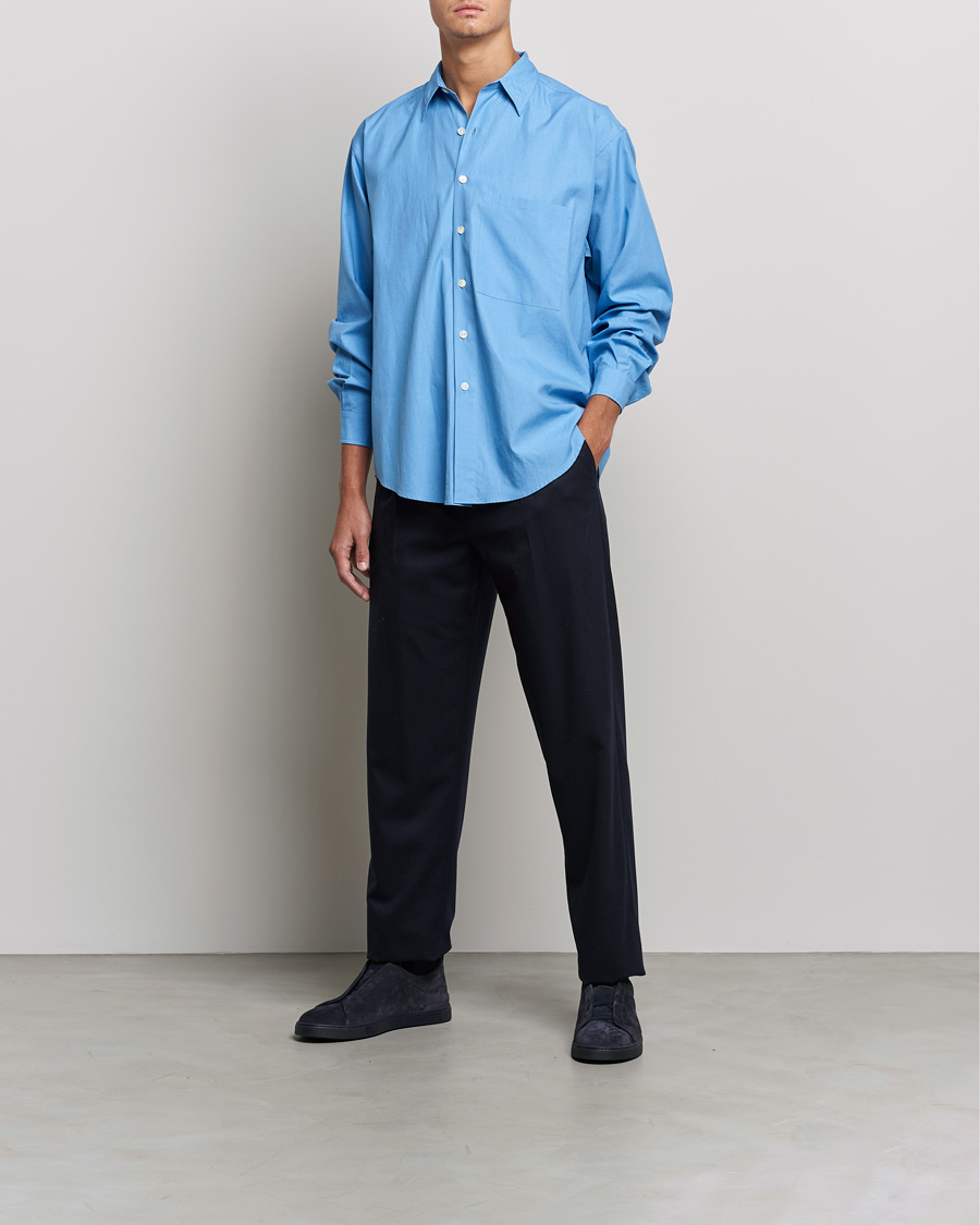 Mies | Rennot paidat | Auralee | Finx Twill Shirt Clear Blue