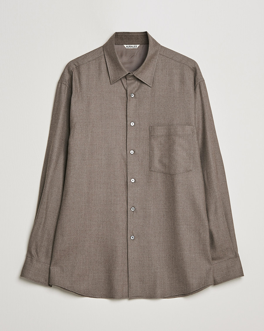 Mies | Kauluspaidat | Auralee | Super Light Wool Shirt Dark Brown