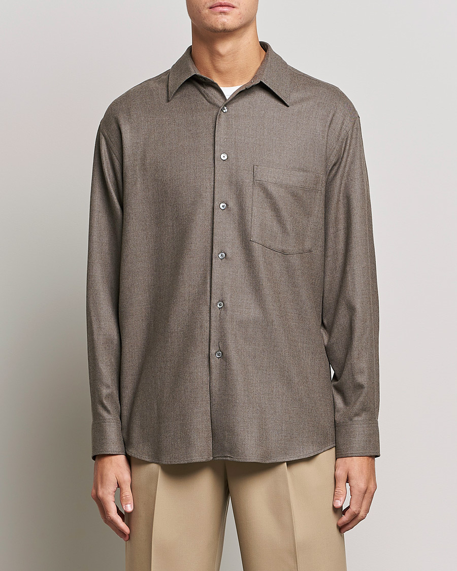 Mies | Kauluspaidat | Auralee | Super Light Wool Shirt Dark Brown