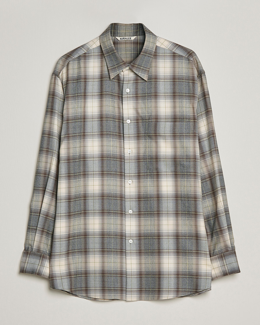 Mies | Kauluspaidat | Auralee | Super Light Wool Shirt Brown Check