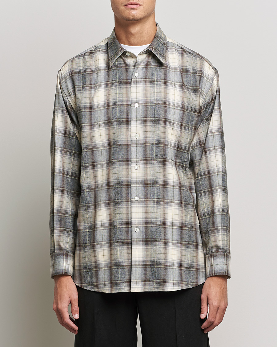 Mies | Kauluspaidat | Auralee | Super Light Wool Shirt Brown Check