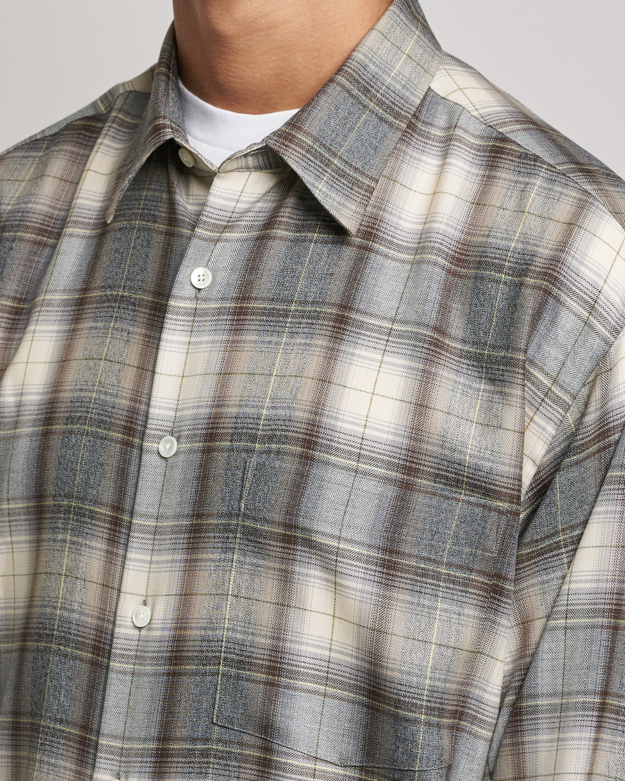 Mies | Kauluspaidat | Auralee | Super Light Wool Shirt Brown Check