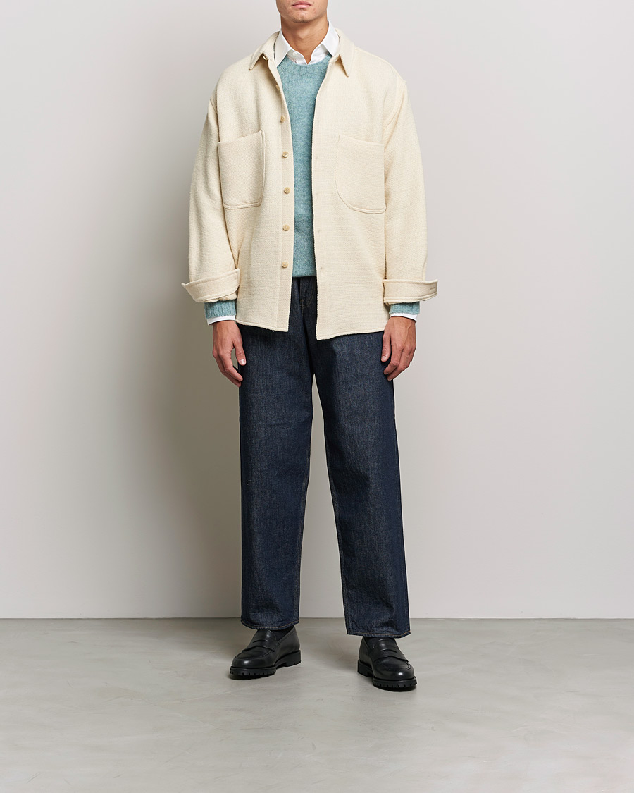Mies |  | Auralee | Double Pocket Wool Overshirt Ivory