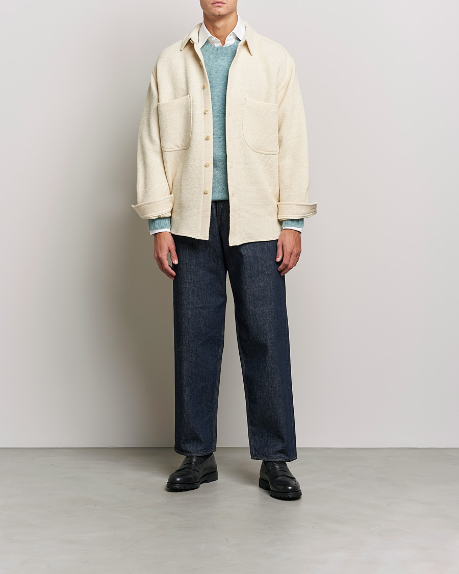 Mies | Kauluspaidat | Auralee | Double Pocket Wool Overshirt Ivory