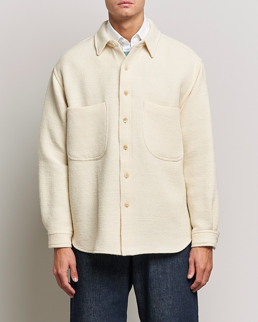 Mies | Kauluspaidat | Auralee | Double Pocket Wool Overshirt Ivory
