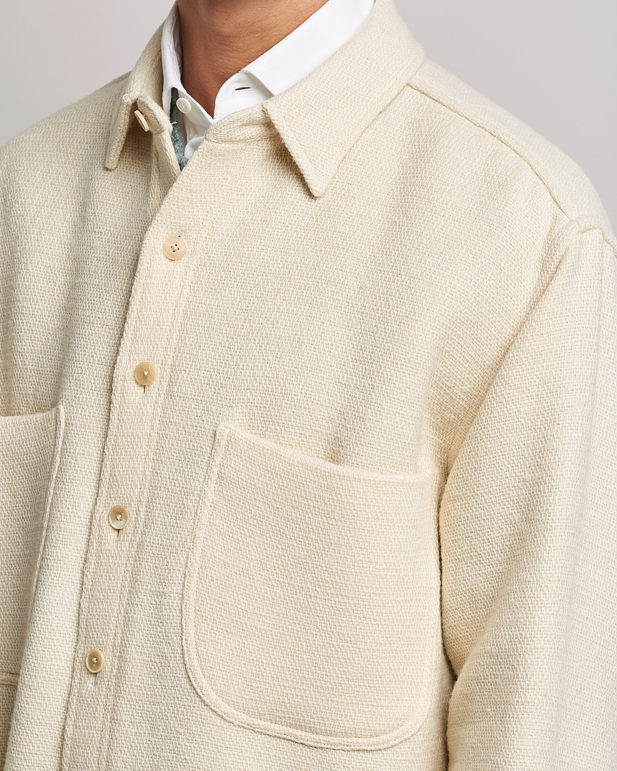 Mies | Kauluspaidat | Auralee | Double Pocket Wool Overshirt Ivory