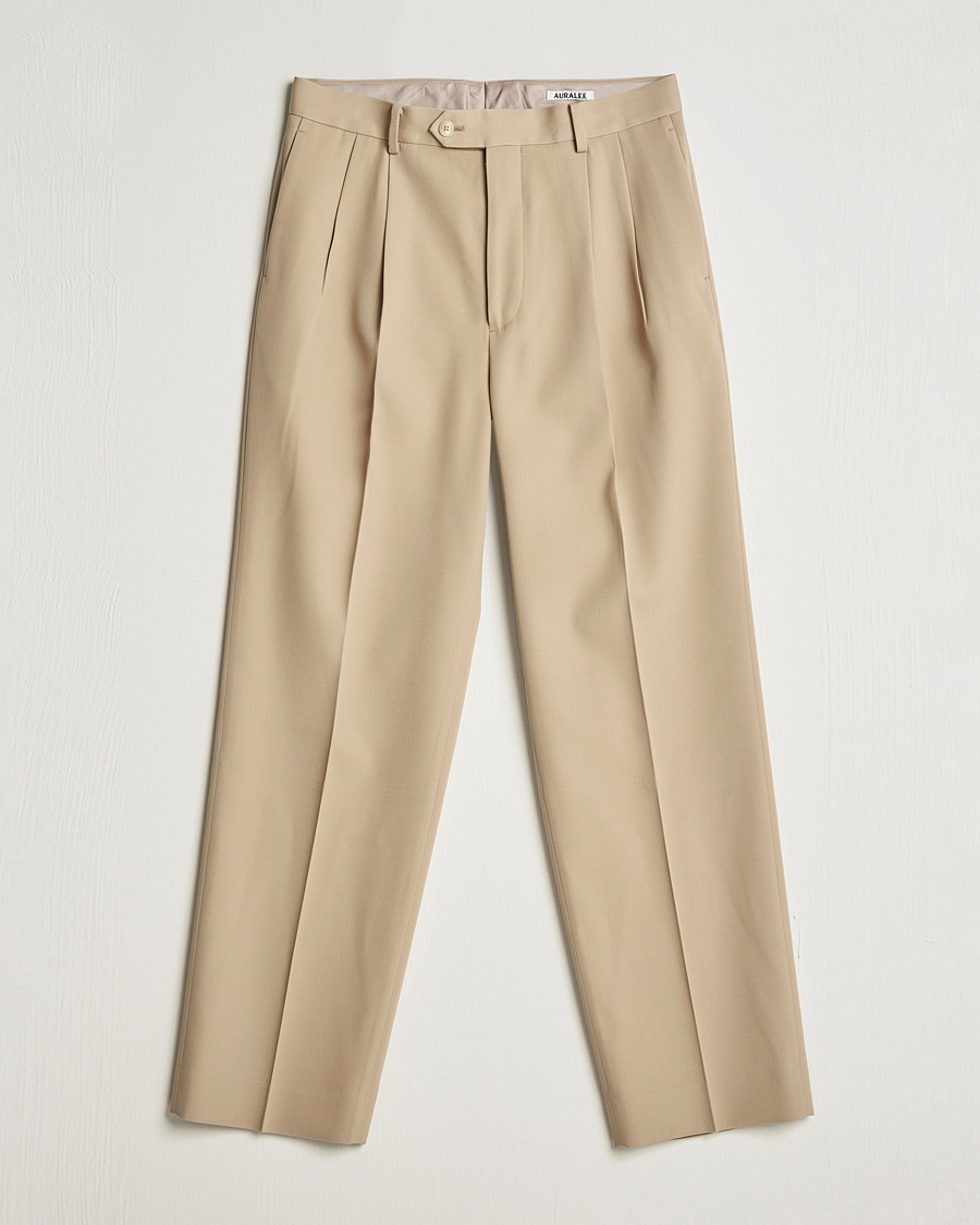 Mies | Housut | Auralee | Wool Two Tuck Slacks Beige