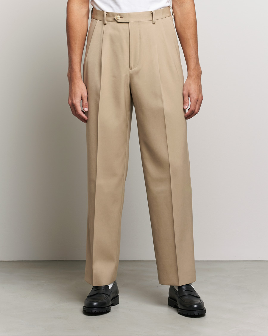 Mies | Housut | Auralee | Wool Two Tuck Slacks Beige